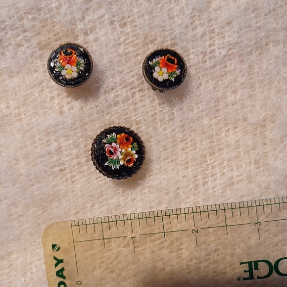 Italian mosaic vintage errings and brooch - Picture 3 of 4